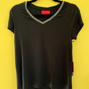 Black shirt with beading on collar